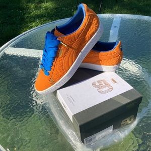 PUMA “Suede Classic NYC” Vibrant Orange/Blue laces